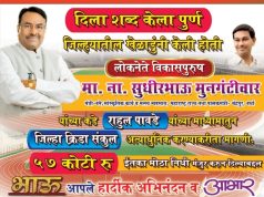 चंद्रपूरच्या जिल्हा क्रीडा संकुलासाठी 57 कोटी निधी मंजूर चंद्रपूरचे खेळाडू राष्ट्रीय- आंतरराष्ट्रीय पातळीवर चमकावे : ना. सुधीर मुनगंटीवार