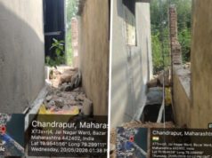 संतापजनक :- संयुक्त गल्लीत अतिक्रमण करून मारोती वैरागडे यांचे बेकायदेशीर बांधकाम.