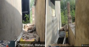 संतापजनक :- संयुक्त गल्लीत अतिक्रमण करून मारोती वैरागडे यांचे बेकायदेशीर बांधकाम.
